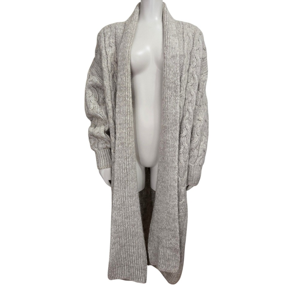 IB Diffusion Cable Knit Cardigan 2X Longline Open Front Sweater Coat Mohair Blnd